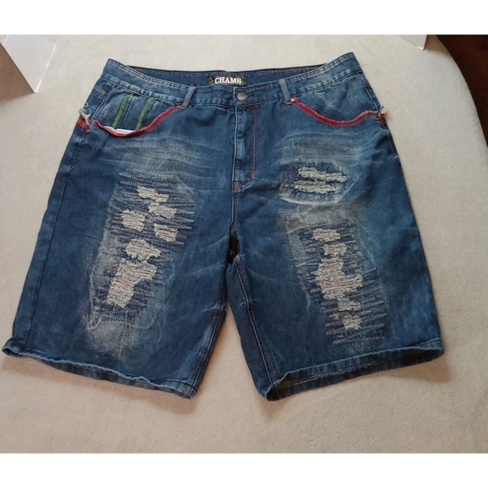 Vtg Chams Shorts Mens Size 44 Baggy Denim Jorts Y2k Hip Hop Grunge